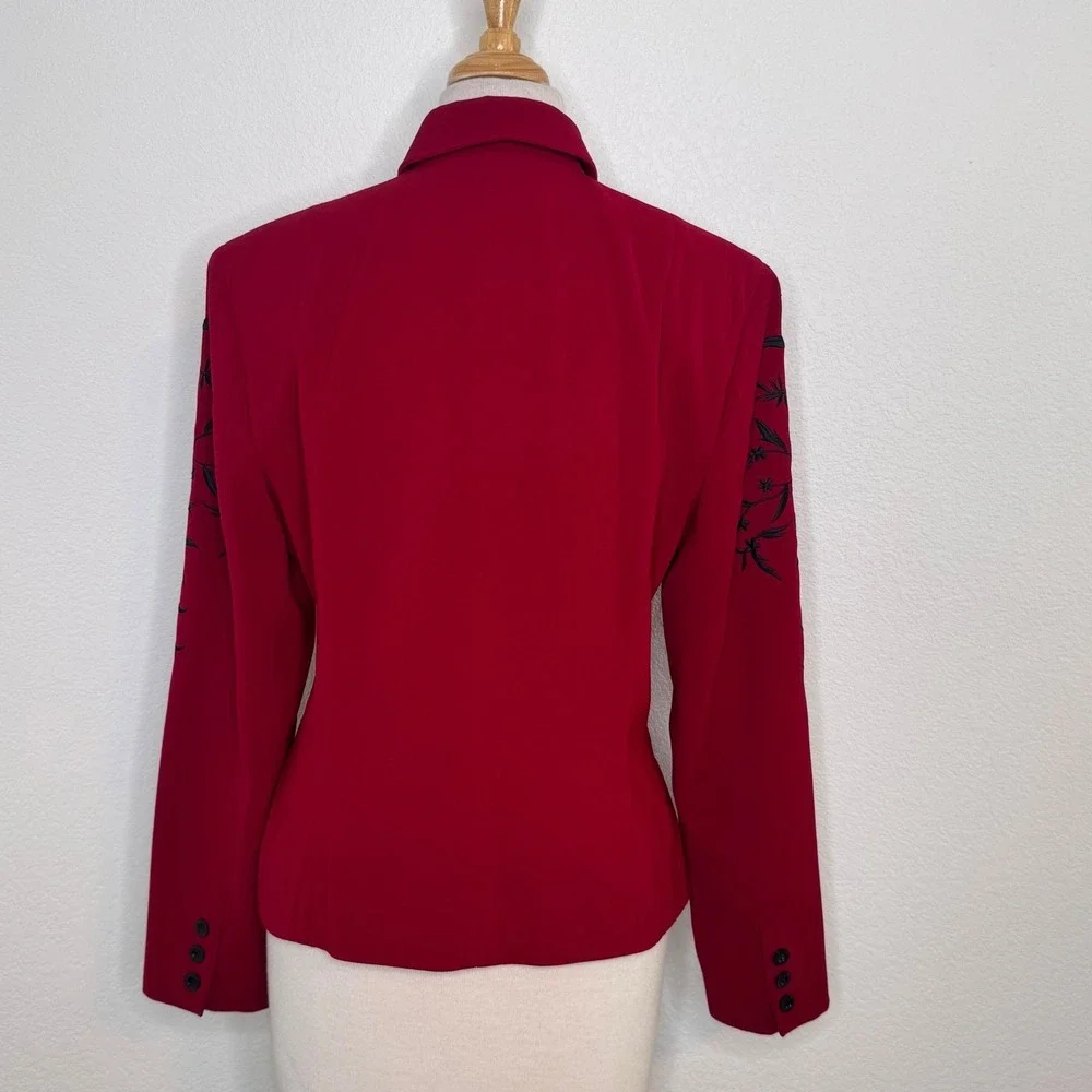 Hairston Roberson Women Embroidered‎ Button Front Jacket Sz 10 Red Western Rodeo